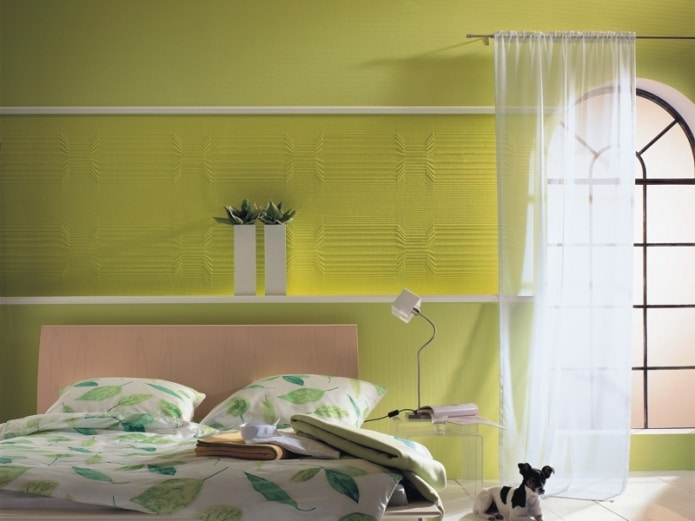 papel de parede têxtil verde-claro