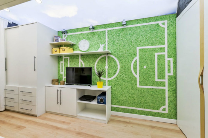 papel de parede líquido verde com padrão de campo de futebol