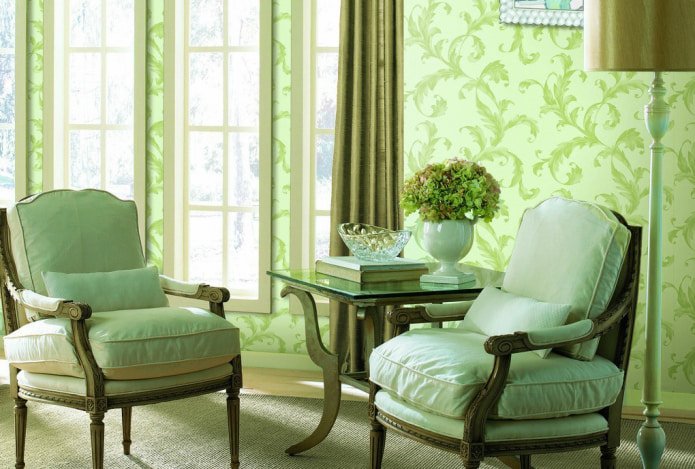 papel de parede com monograma verde