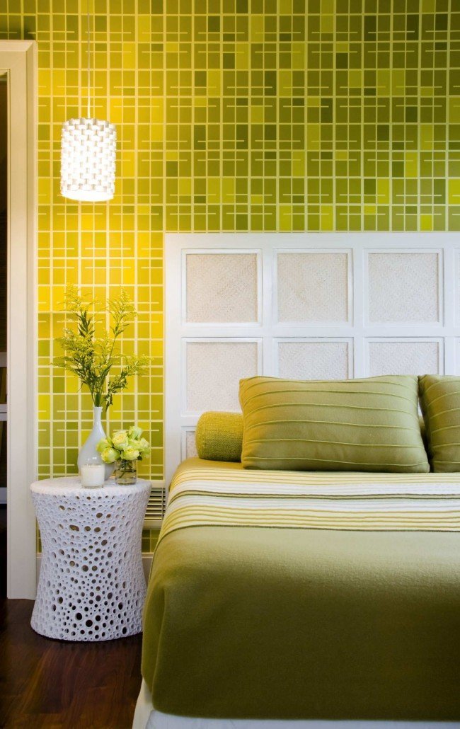 papel de parede verde-claro e amarelo
