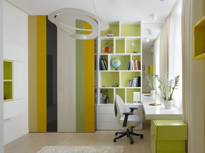 quarto infantil em tons suaves de salada