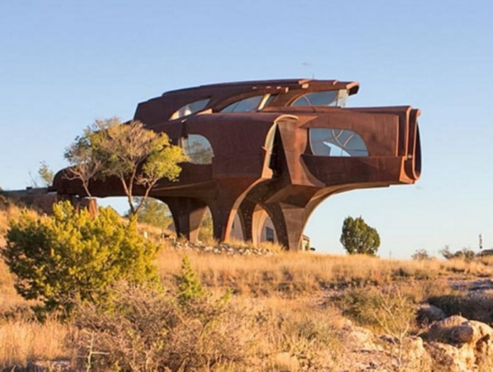 casa de aço no Texas, vista de fora