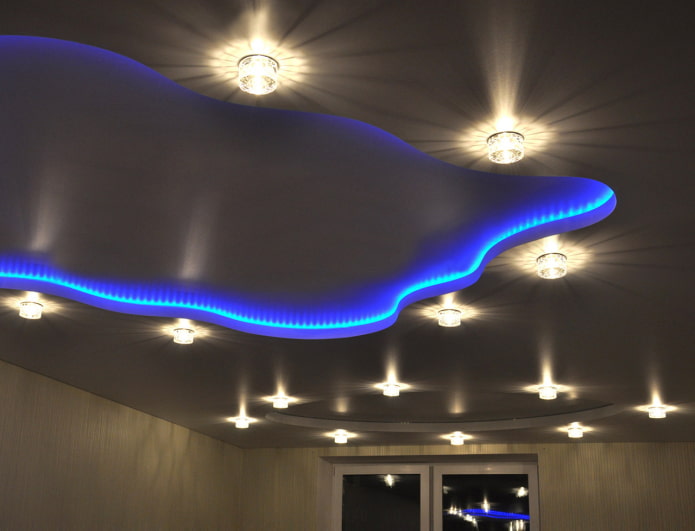 Tecido elástico acetinado com iluminação de contorno