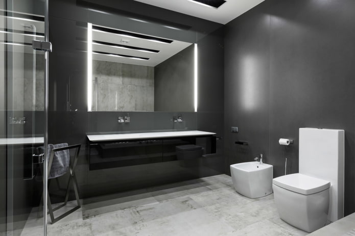 design de banheiro em tons de cinza