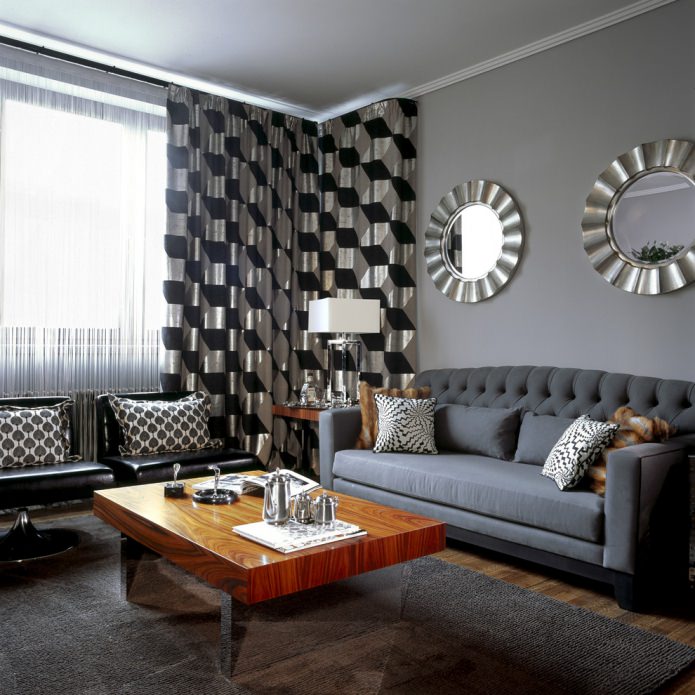 Cortinas pretas e cinza