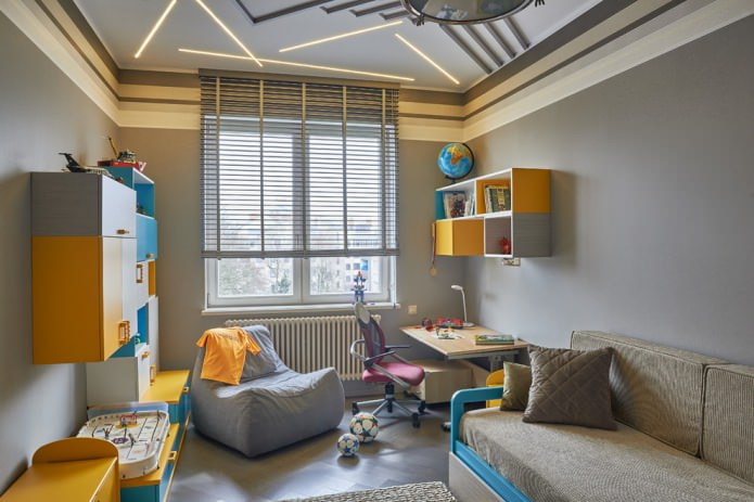 design de interiores de quarto infantil cinza