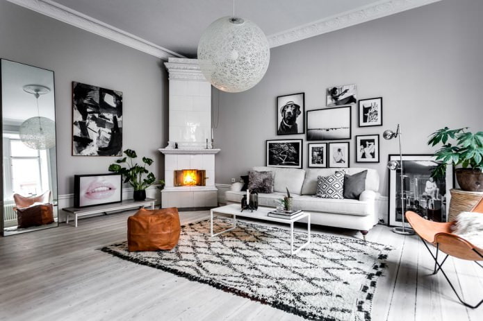 Estilo escandinavo na sala de estar