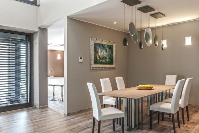 paredes cinzas na sala de jantar