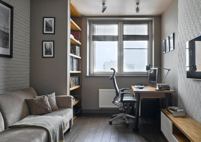 interior de escritório em tons de cinza