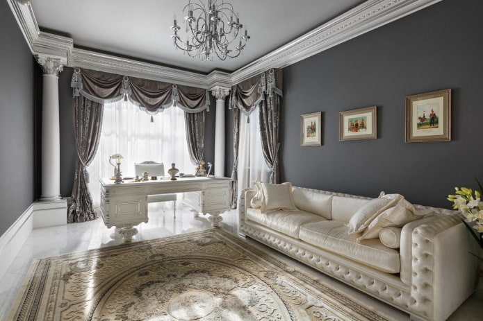 interior cinza em estilo clássico