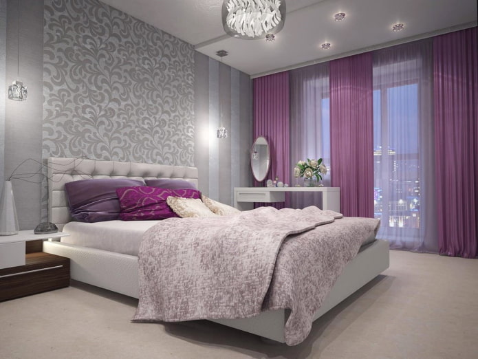 design de interiores em tons de cinza-violeta