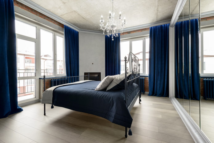 design de interiores em tons de cinza e azul