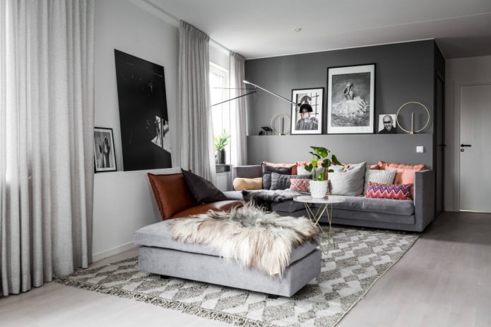 decoração de interiores em tons de cinza