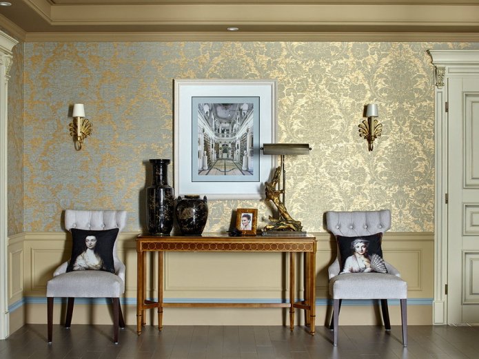 papel de parede jacquard no interior