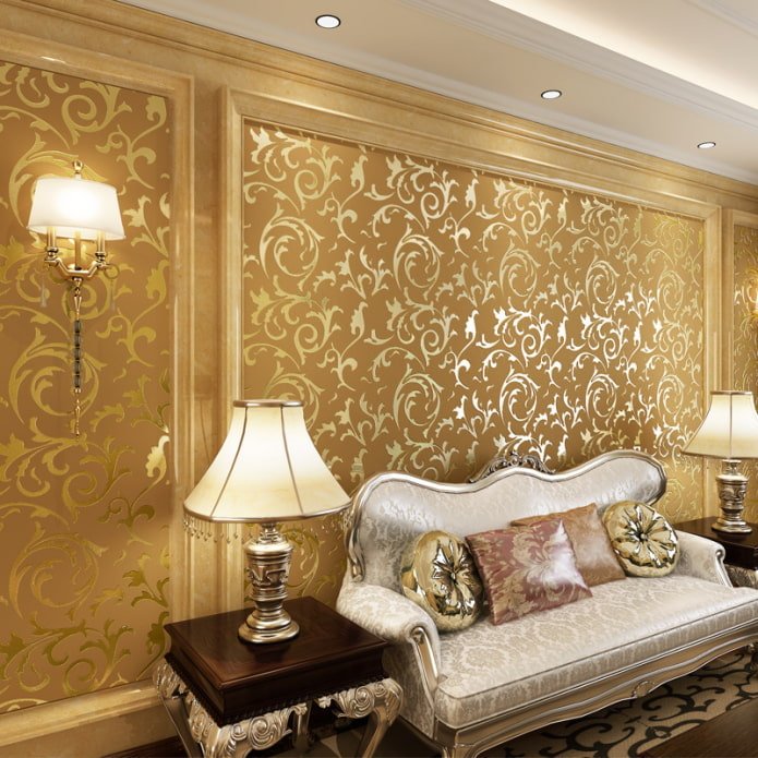 papel de parede com fios de ouro no interior