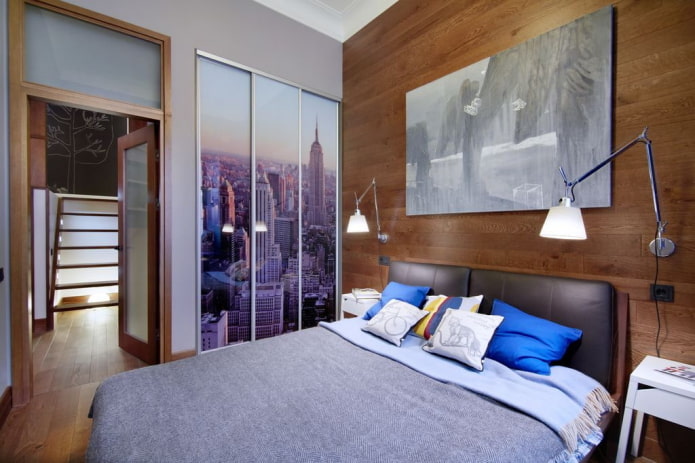 Fachadas com impressão de fotos em um interior de loft