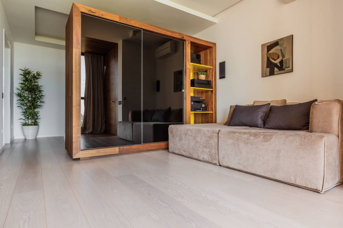 guarda-roupa de aglomerado como divisória no interior