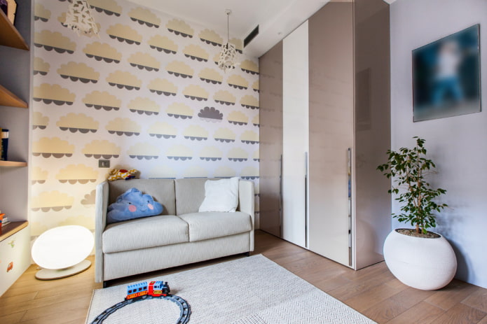 guarda-roupa no interior de um quarto infantil em estilo moderno