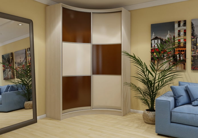 guarda-roupa radial no interior da sala de estar