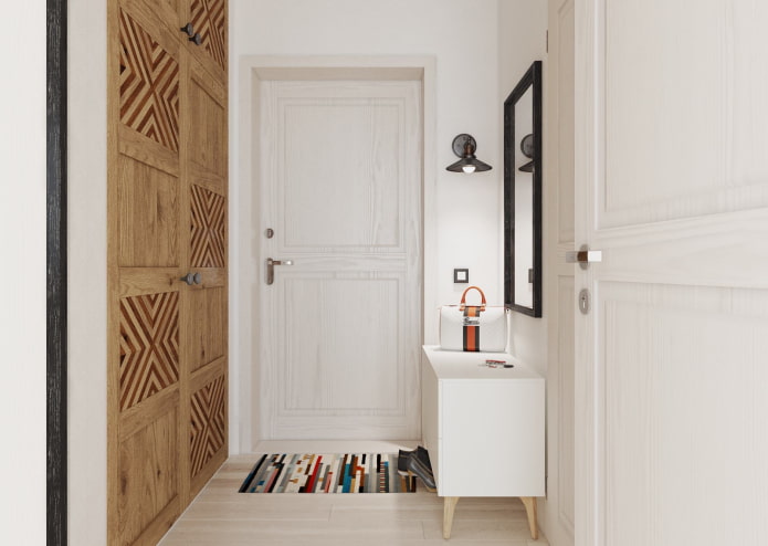 guarda-roupa no interior do corredor em estilo escandinavo