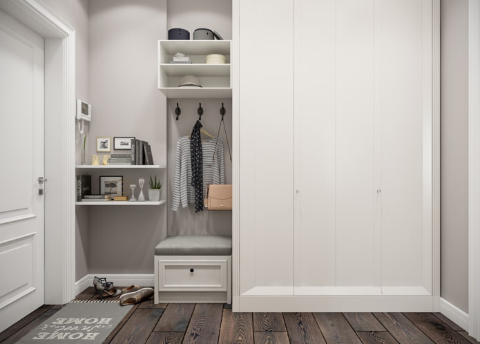 guarda-roupa no interior do corredor em estilo escandinavo