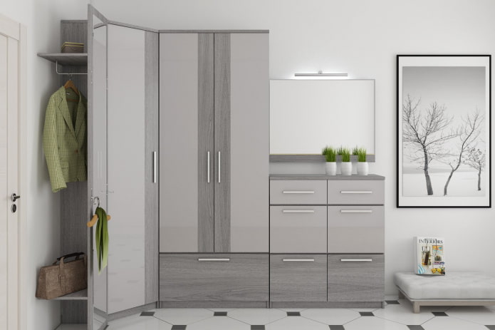 guarda-roupa modular no interior do corredor