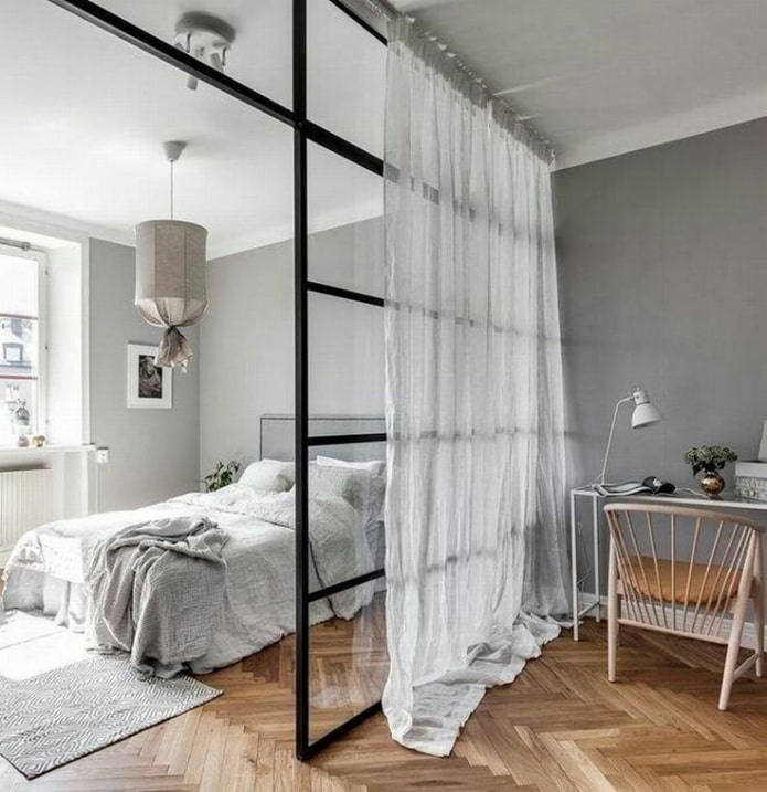 zoning de estúdio com cortinas