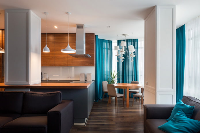 Cortinas azuis brilhantes