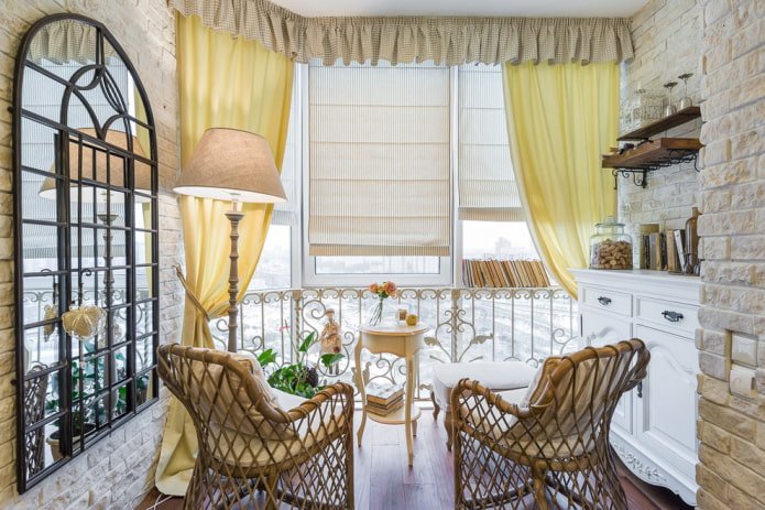 cortinas na loggia no estilo provençal
