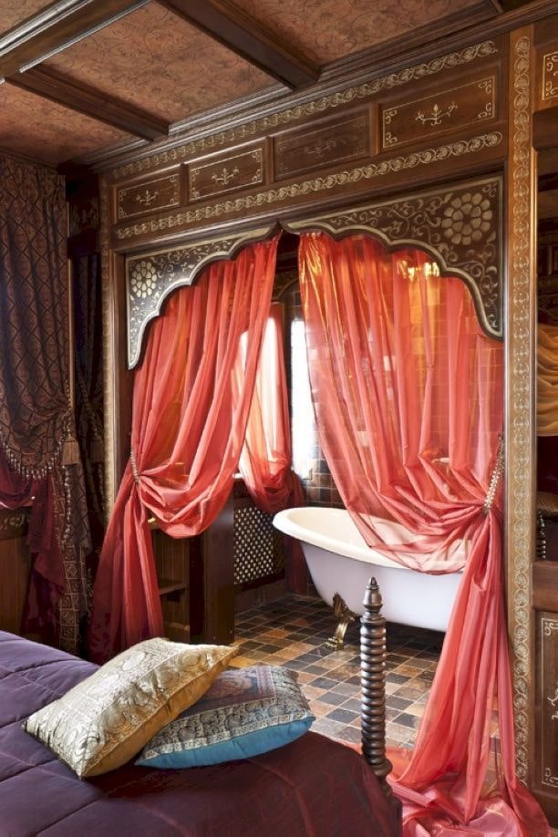 cortinas na porta em estilo campestre Estilo oriental