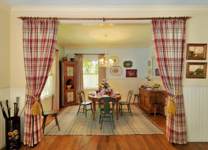cortinas na porta em estilo campestre