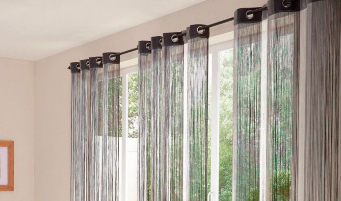 Cortinas de fio com ilhós