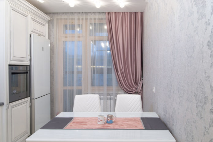 cortinas de cetim na cozinha