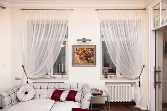 cortinas de um lado para duas janelas