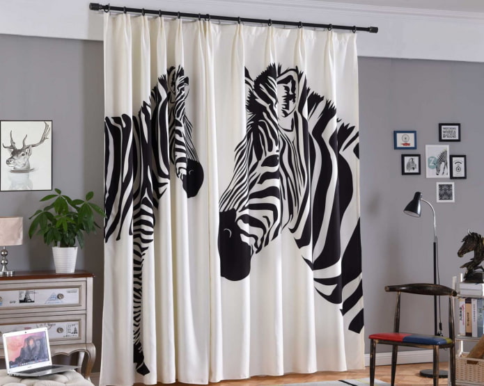 cortinas com imagem de zebra 