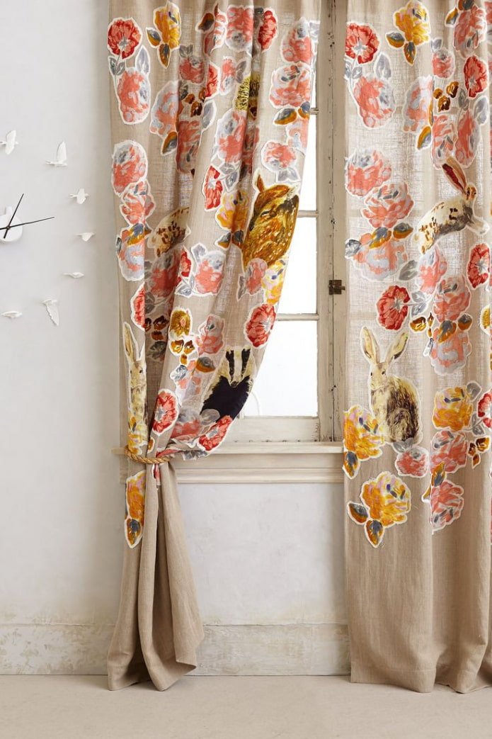 cortinas de linho com padrões