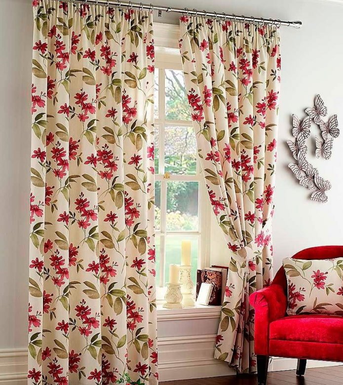 cortinas com estampa floral