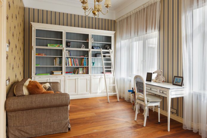cortinas brancas translúcidas em estilo clássico para quarto de criança