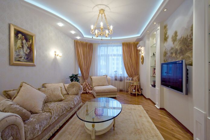 Cortinas de estilo clássico para a sala de estar