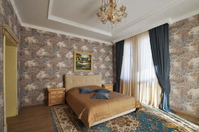 cortinas no quarto em estilo clássico