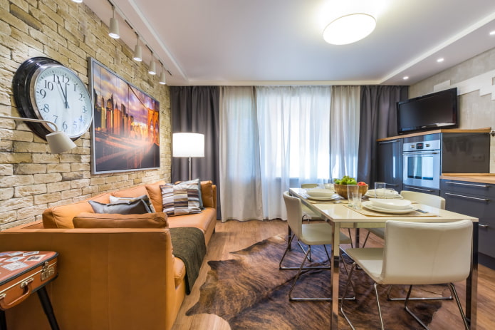 combinação de tule com cortinas em estilo loft