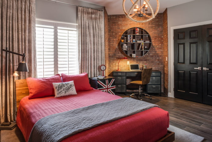 cortinas em anéis em um quarto estilo loft
