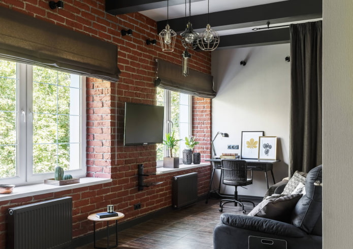 Persianas romanas com velcro no estilo loft
