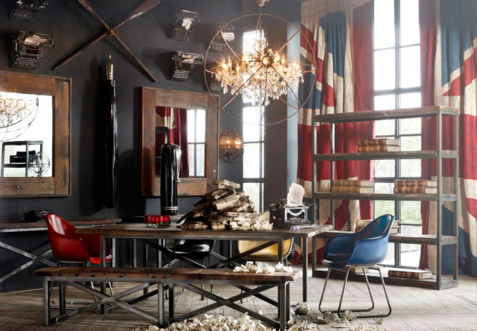 cortinas fotográficas no interior em estilo loft