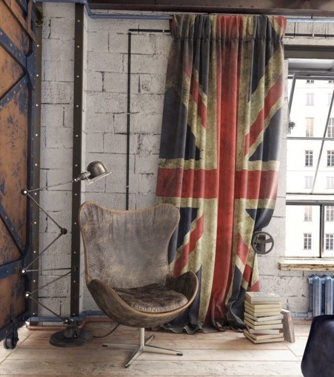 cortinas com suportes no estilo loft