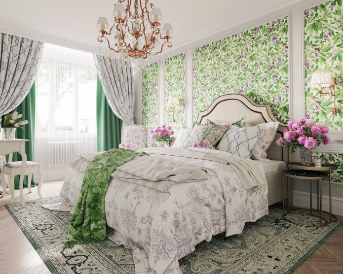 cortinas duplas no quarto no estilo provençal