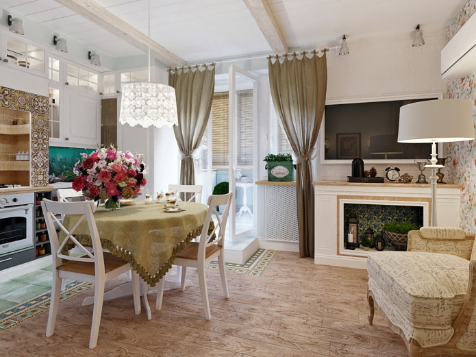 cortinas com ganchos no estilo provençal