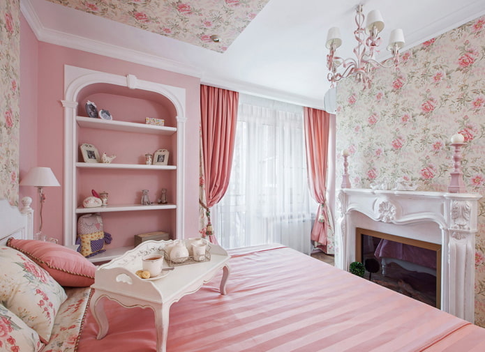 cortinas rosa no quarto no estilo provençal