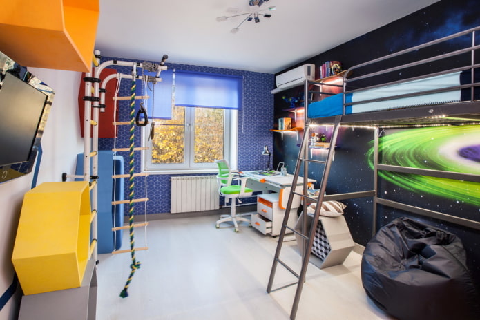 quarto infantil com tema espacial