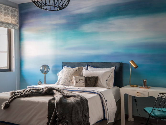 papel de parede fotográfico em tons de azul